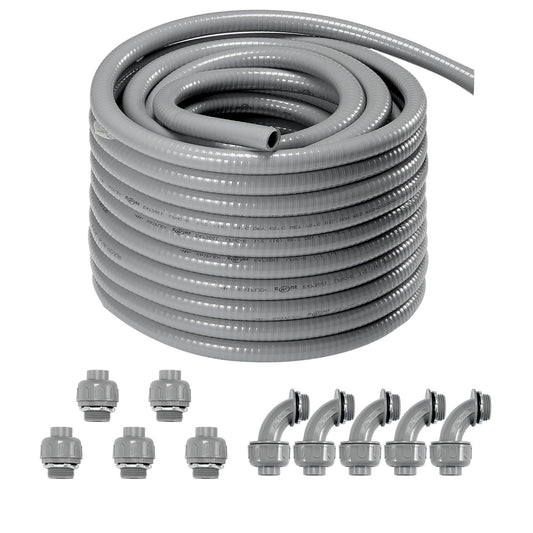 VEVOR 12.7 mm Flexible Electrical Conduit, 30.5 m, PVC Liquid-Tight Conduit Non-Metallic