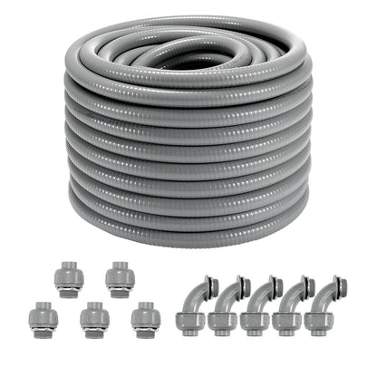 VEVOR 19.1 mm Flexible Electrical Conduit, 30.5 m, PVC Liquid-Tight Conduit Non-Metallic