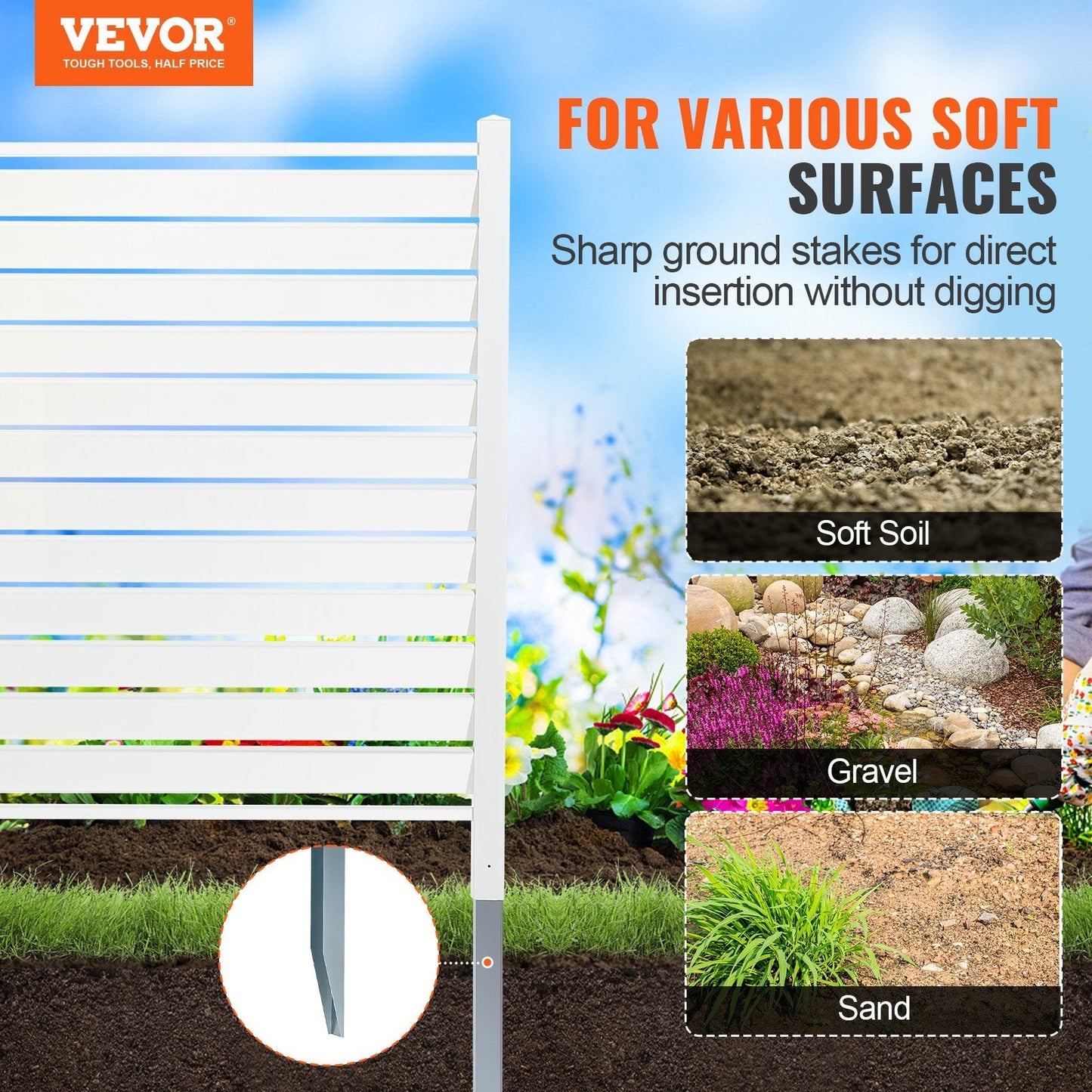 Outdoor Vinyl Privacy Fence Panels, 1.2m x 1.2m, White Louvered Screen Kit