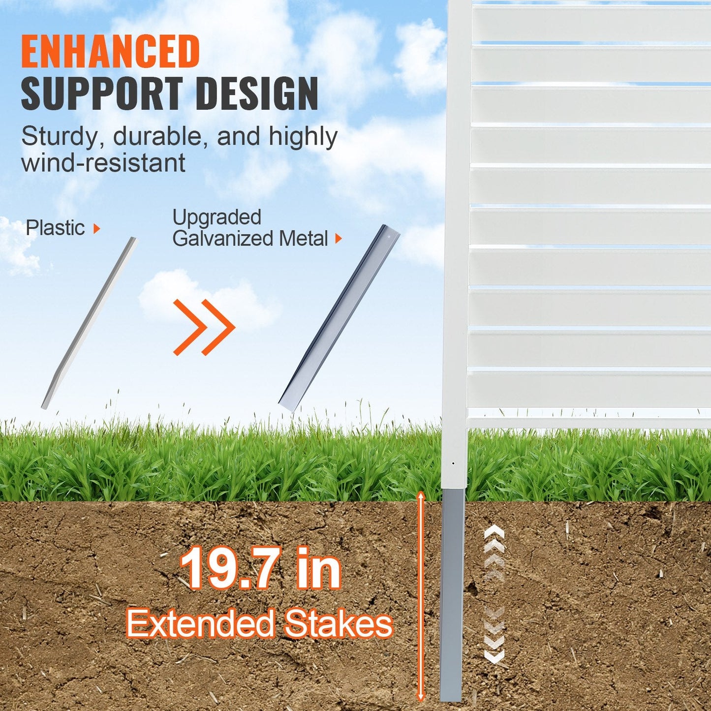 Outdoor Vinyl Privacy Fence Panels, 1.2m x 1.2m, White Louvered Screen Kit