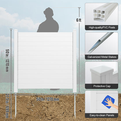 Outdoor Privacy Screen, 1.27m x 1.27m, Vinyl Fence for AC & Pool Equipment
