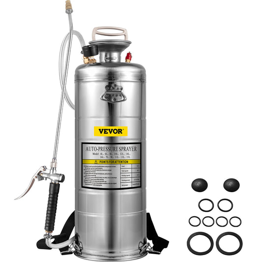 VEVOR 3.5Gal Stainless Steel Sprayer,l Set with 20" Wand& Handle& 3FT Reinforced