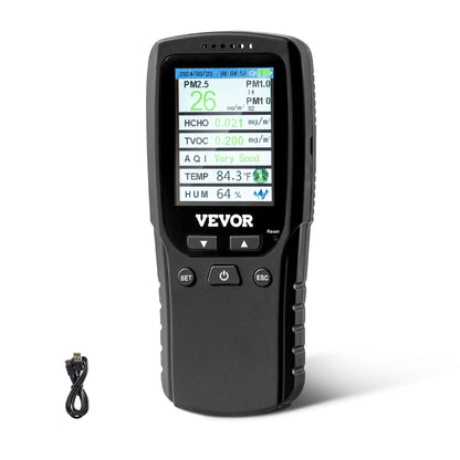8-in-1 Air Quality Monitor with PM, HCHO, TVOC, and Humidity Detection