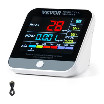 8-in-1 Air Quality Monitor with LCD Display - Tracks PM, HCHO, TVOC, and More