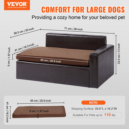 VEVOR Pet Sofa, Dog Couch for Medium-Sized Dogs and Cats, 28 x 20 x 13 inch Soft