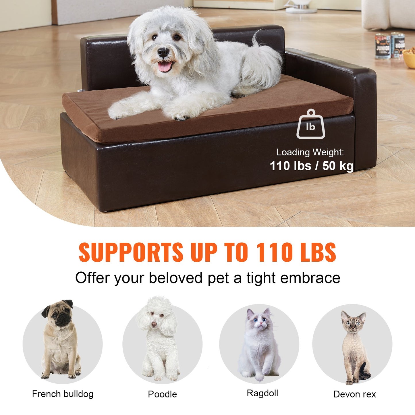 VEVOR Pet Sofa, Dog Couch for Medium-Sized Dogs and Cats, 28 x 20 x 13 inch Soft