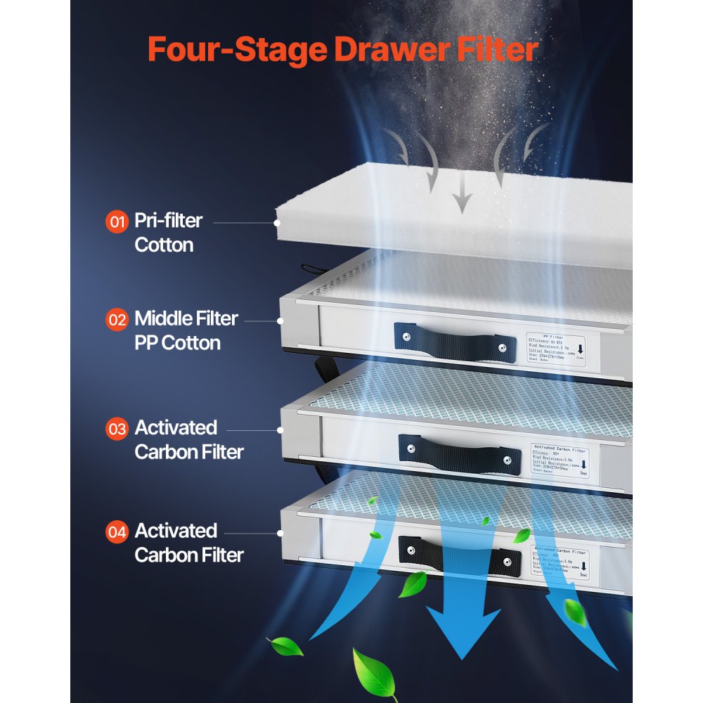 VEVOR Solder Fume Extractor 459 m³/h 280W Brushless Motor with 10 Levels Speed