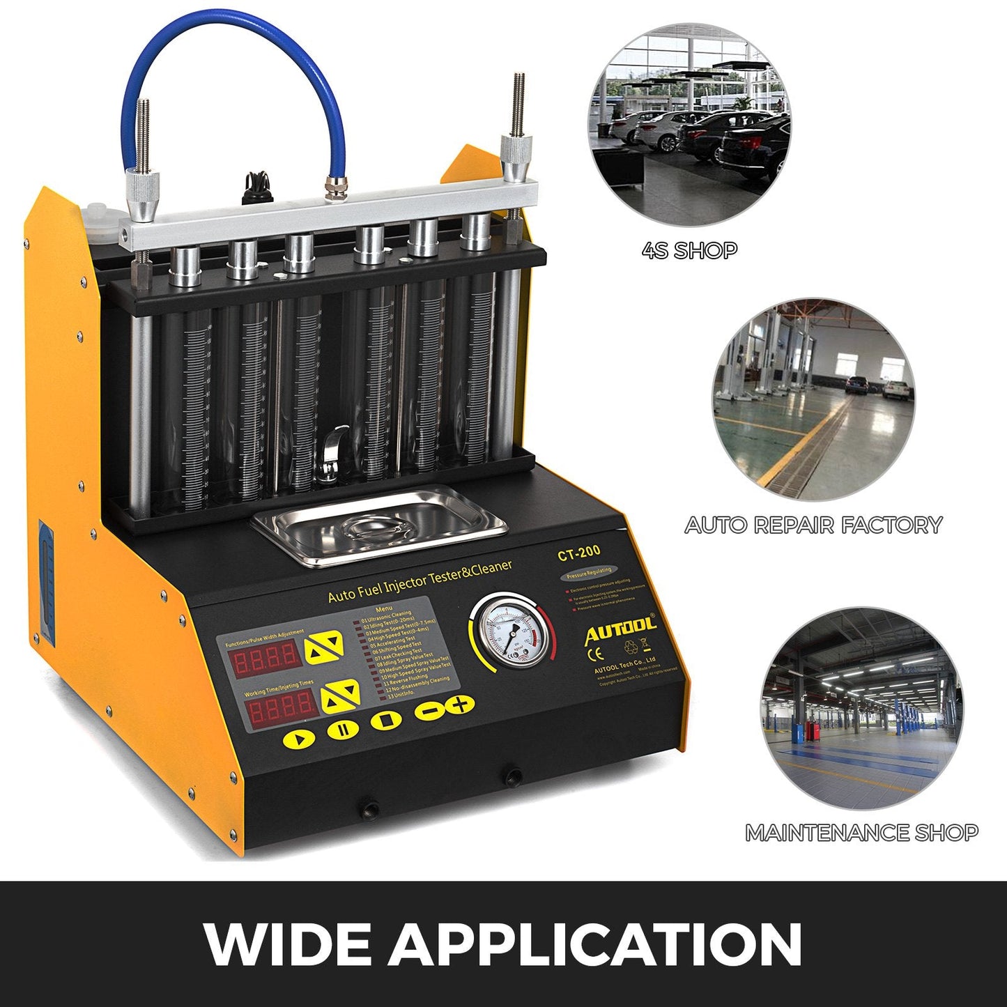 Ultrasonic Fuel Injector Cleaner & Tester for Cars & Motorcycles, 6-Cylinder