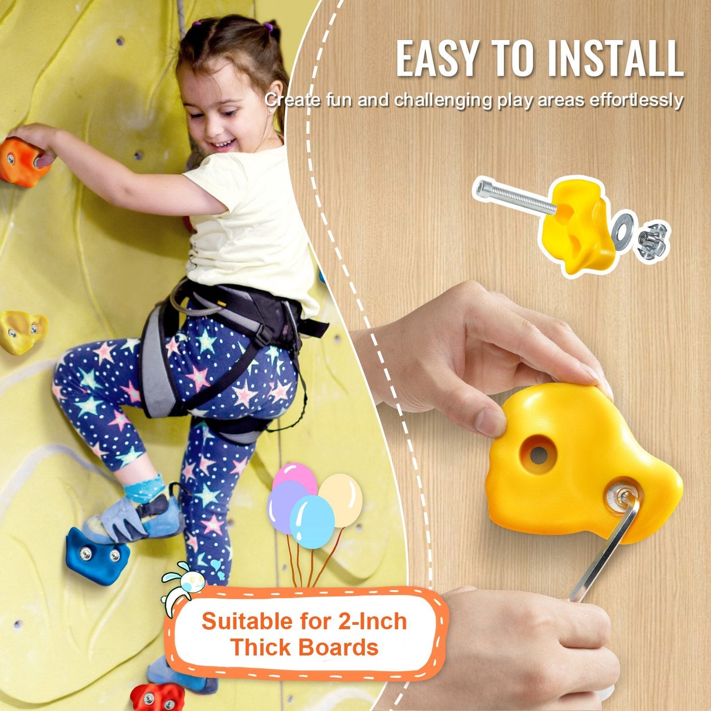 25-Piece Durable Climbing Wall Holds for Indoor/Outdoor Use, 200 kg Capacity