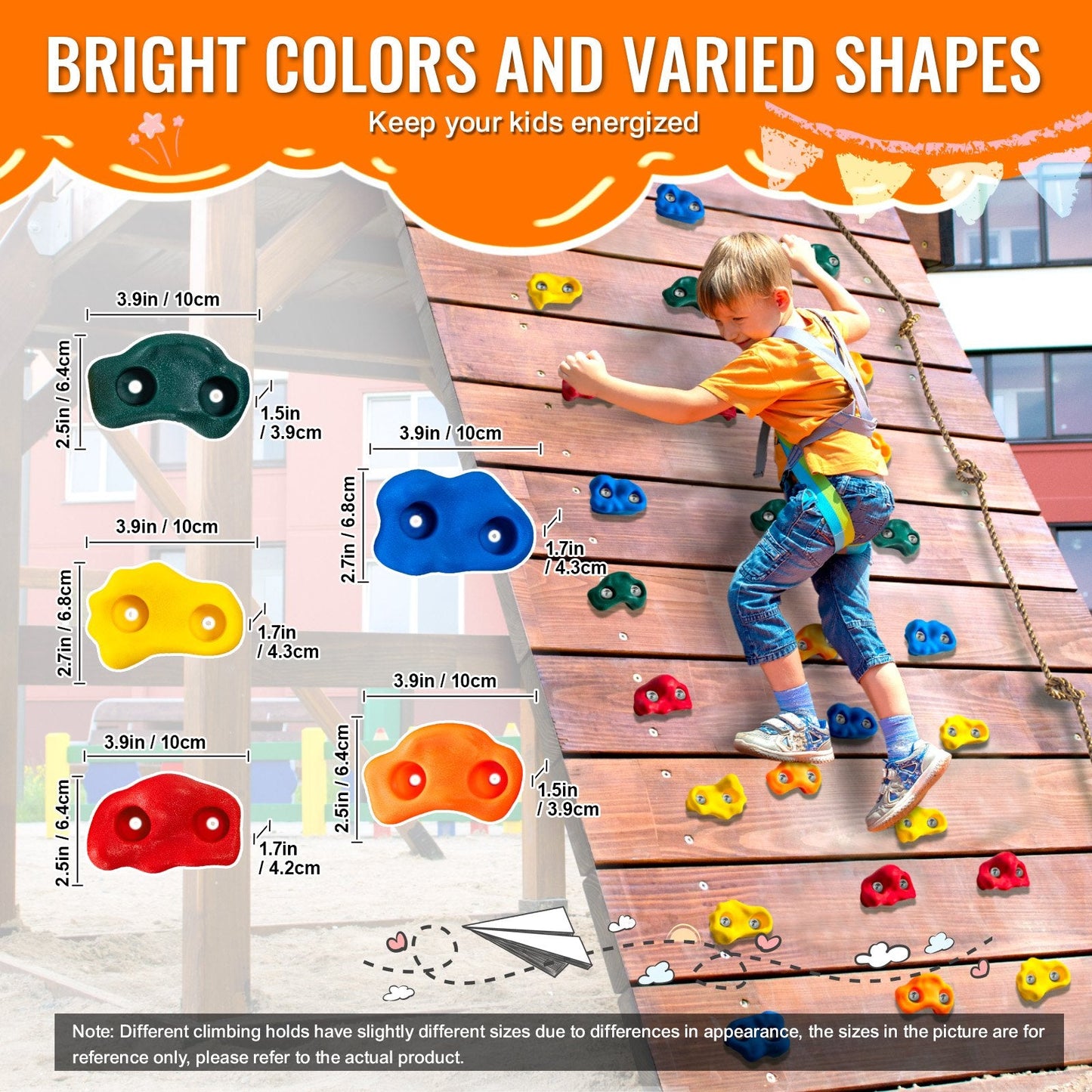 25-Piece Climbing Holds Set with Rope Handles, Max Load 136 kg, Indoor/Outdoor