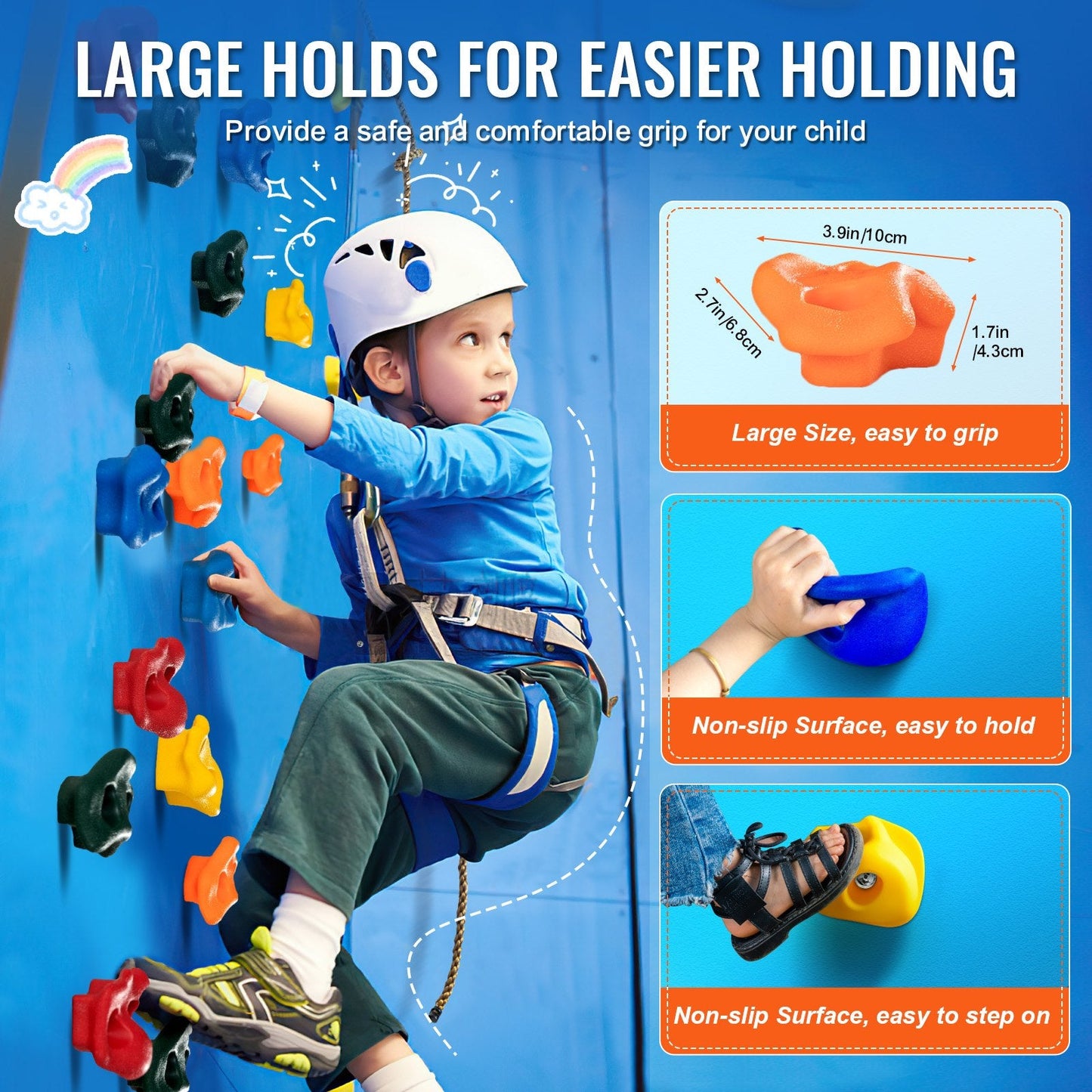 25-Piece Climbing Holds Set with Rope Handles, Max Load 136 kg, Indoor/Outdoor