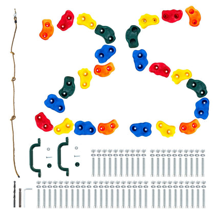25-Piece Climbing Holds Set with Rope Handles, Max Load 136 kg, Indoor/Outdoor