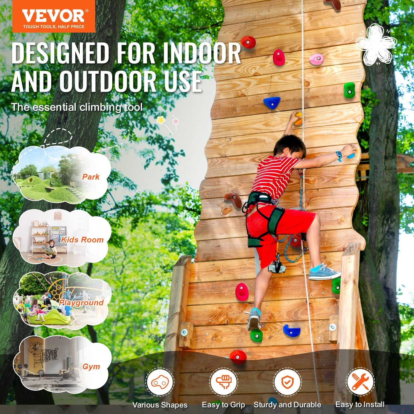 32-Piece Climbing Wall Holds Set for Indoor/Outdoor Use, 230 kg Load Capacity