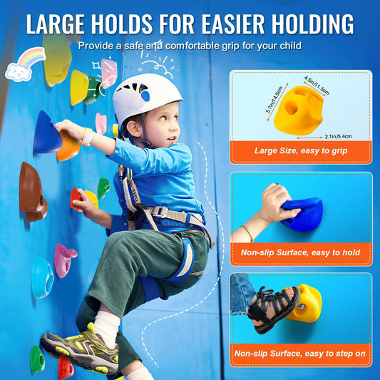 32-Piece Rock Climbing Set with Colorful Rope, 104 kg Load Capacity