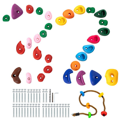 32-Piece Rock Climbing Set with Colorful Rope, 104 kg Load Capacity