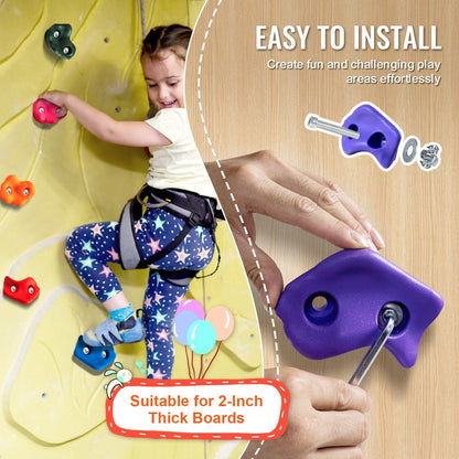 72-Piece Rock Climbing Holds Set for Indoor/Outdoor Use, Max Load 200 kg