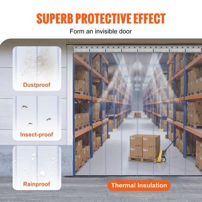 Clear PVC Strip Door Curtain, 213.4cm x 122cm, 8 Pieces for Freezers & Warehouses