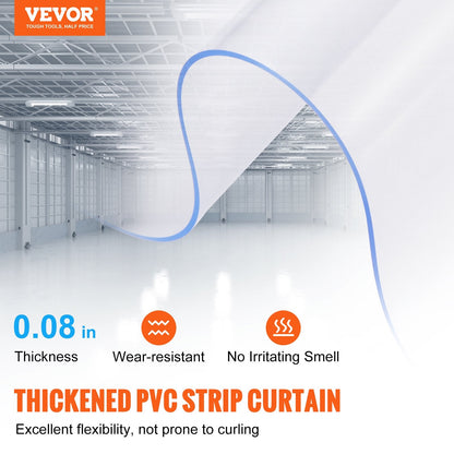 Clear PVC Strip Door Curtain for Walk-In Freezers, 97 x 213.4 cm, 2 mm Thick