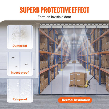 Clear PVC Strip Door Curtain for Walk-In Freezers, 97 x 213.4 cm, 2 mm Thick