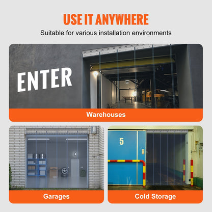 Clear PVC Strip Door Curtain for Walk-In Freezers, 97 x 213.4 cm, 2 mm Thick