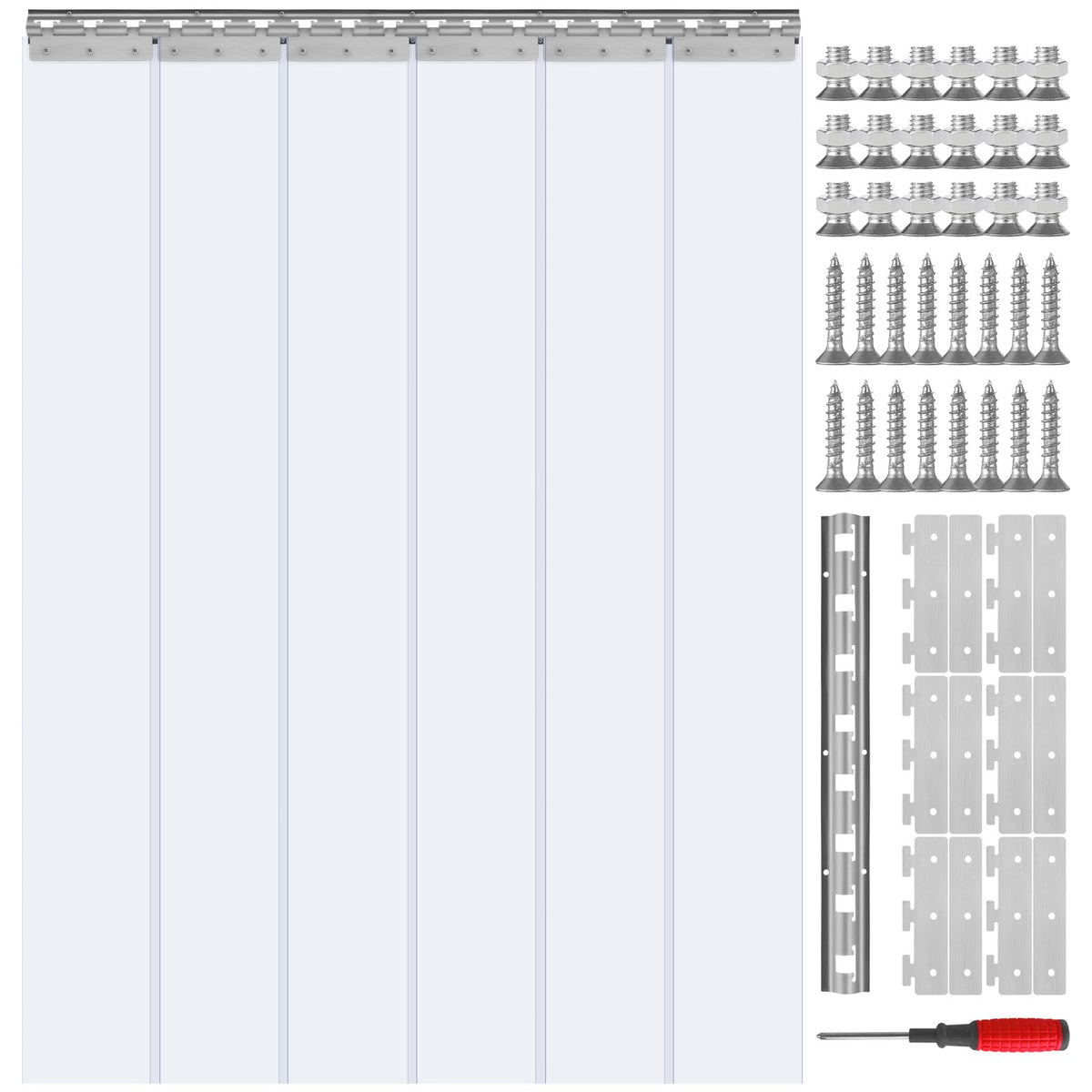 VEVOR Strip Curtain, 213.4 cm Height x 97 cm Width, 2 mm Thickness, 6PCS Clear PVC