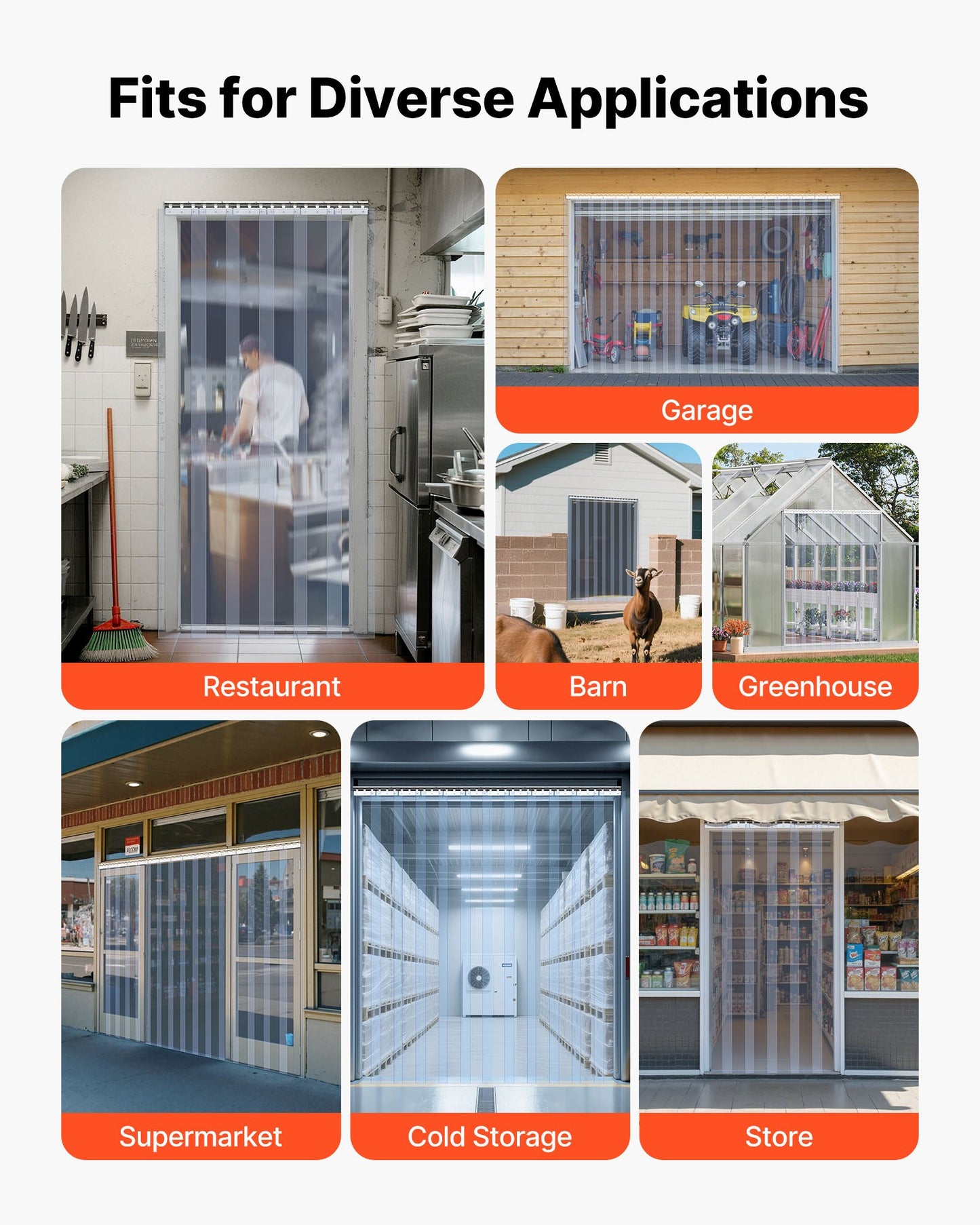 Clear PVC Strip Curtain, 2.1 m Height x 0.9 m Width x 2 mm Thickness, 6 PCS Walk in Freezer Cooler Curtain Strips, Thermal Insulating Plastic Door Strips for Warehouse, Freezer, Garage Doors