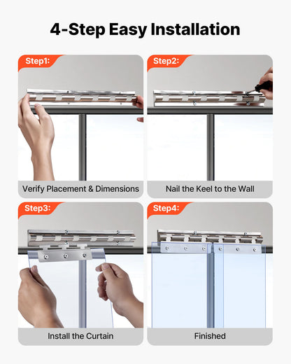 Clear PVC Strip Curtain, 2.4 m Height x 2.1 m Width x 2 mm Thickness, 14 PCS Walk in Freezer Cooler Curtain Strips, Smooth Waterproof Plastic Door Strips for Warehouse, Freezer, Garage Doors