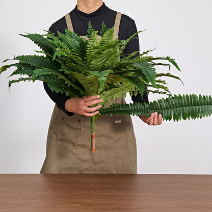 Artificial Ferns, 1219 mm Fake Boston Fern Bush Plant with 67 Fronds, Faux Greenery for Indoor/Outdoor Decor, Silk & LDPE, Suitable for Home Porch Garden Office Living Room Planter, Set of 2