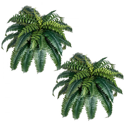 2Pcs Artificial Boston Ferns Plastic Fern 35 Branches Indoor Outdoor Decor