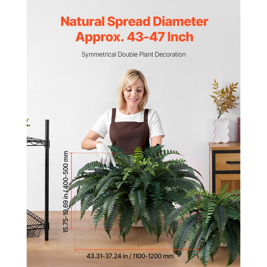 VEVOR 2Pcs Artificial Boston Ferns Plastic Fern 50 Branches Indoor Outdoor Decor