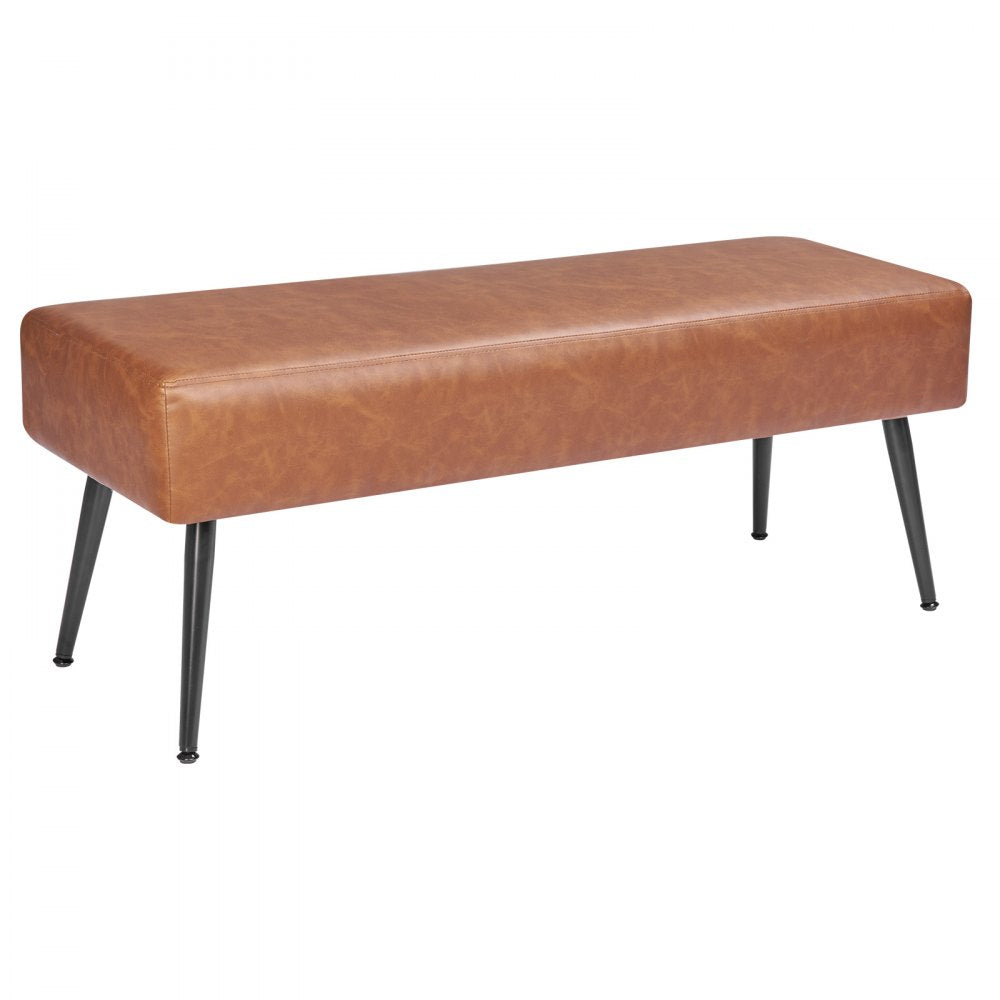 PU Leather Bedroom Bench with Metal Legs Shoe Bench for Entryway 1100 x 400 x 430 mm Brown