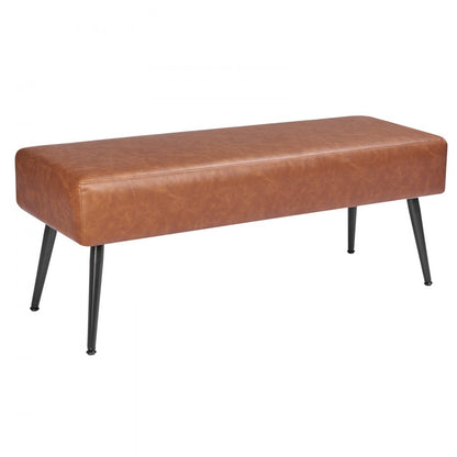 PU Leather Bedroom Bench with Metal Legs Shoe Bench for Entryway 1100 x 400 x 430 mm Brown