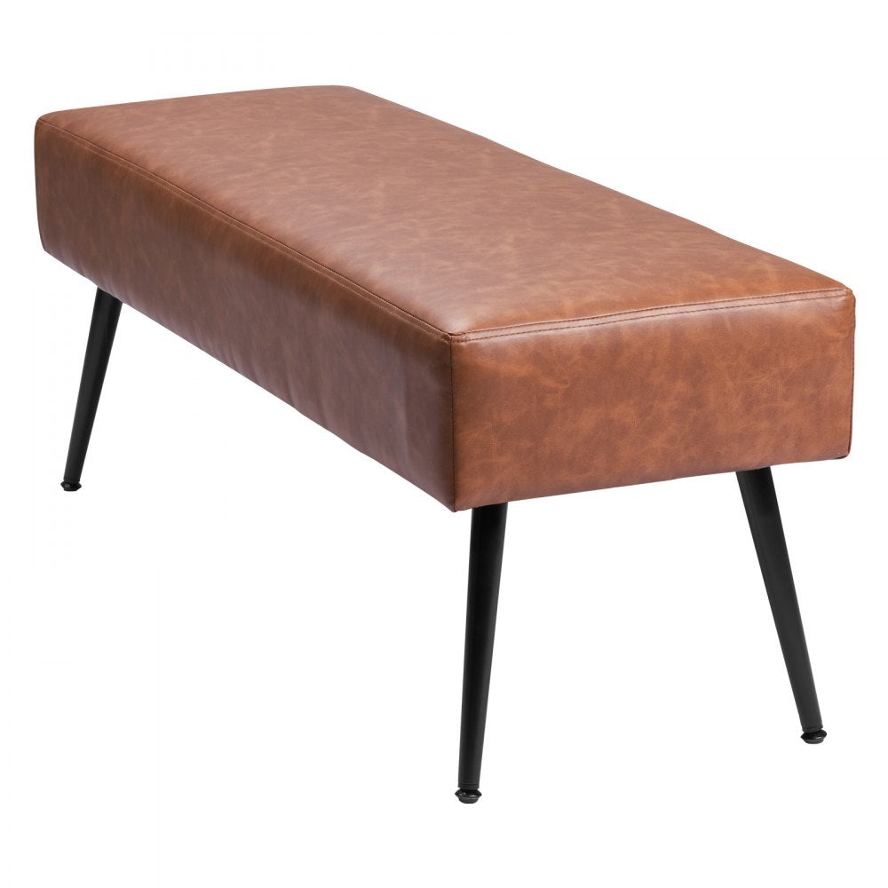 PU Leather Bedroom Bench with Metal Legs Shoe Bench for Entryway 1100 x 400 x 430 mm Brown
