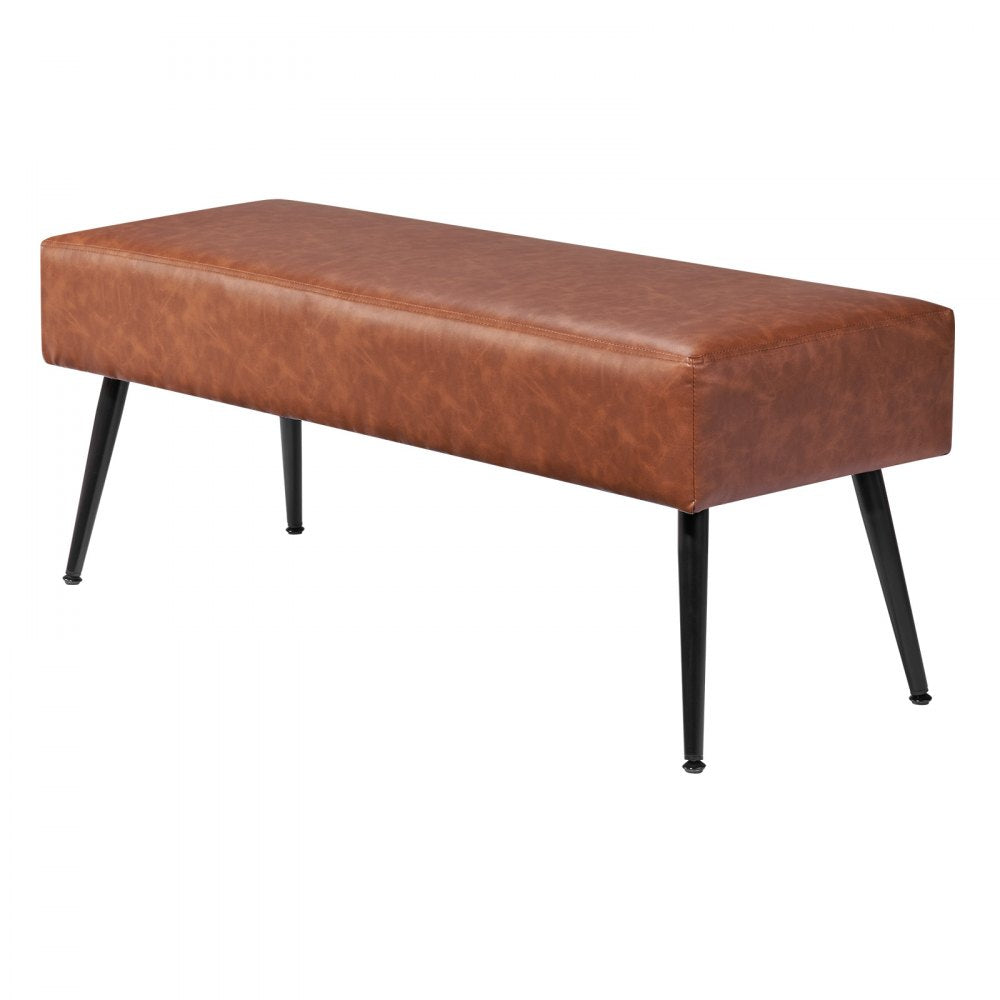 PU Leather Bedroom Bench with Metal Legs Shoe Bench for Entryway 1100 x 400 x 430 mm Brown