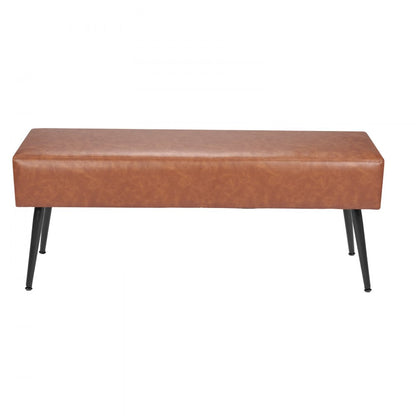 PU Leather Bedroom Bench with Metal Legs Shoe Bench for Entryway 1100 x 400 x 430 mm Brown