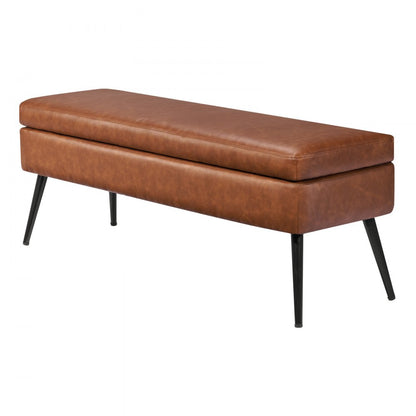 PU Leather Storage Ottoman Bench Bench with Storage and Metal Legs 1016 x 355 x 450 mm Brown