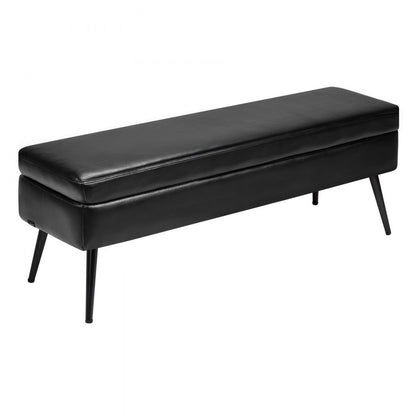 PU Leather Storage Ottoman Bench Shoe Seat with Storage & Metal Legs 1200 x 400 x 450 mm Black