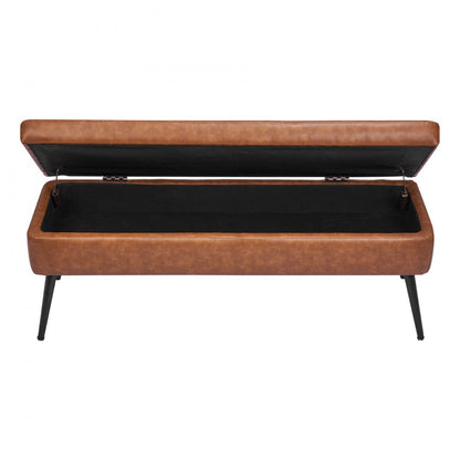 PU Leather Storage Ottoman Bench Shoe Seat with Storage & Metal Legs 1200 x 400 x 450 mm Brown