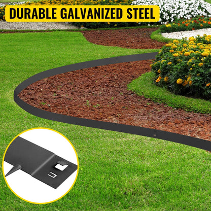 Flexible Steel Garden Edging, 5PCS, 10x99 cm, 4.95 m Total Length, Black