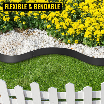 Flexible Steel Garden Edging, 5PCS, 10x99 cm, 4.95 m Total Length, Black