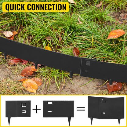 Flexible Steel Garden Edging, 5PCS, 10x99 cm, 4.95 m Total Length, Black