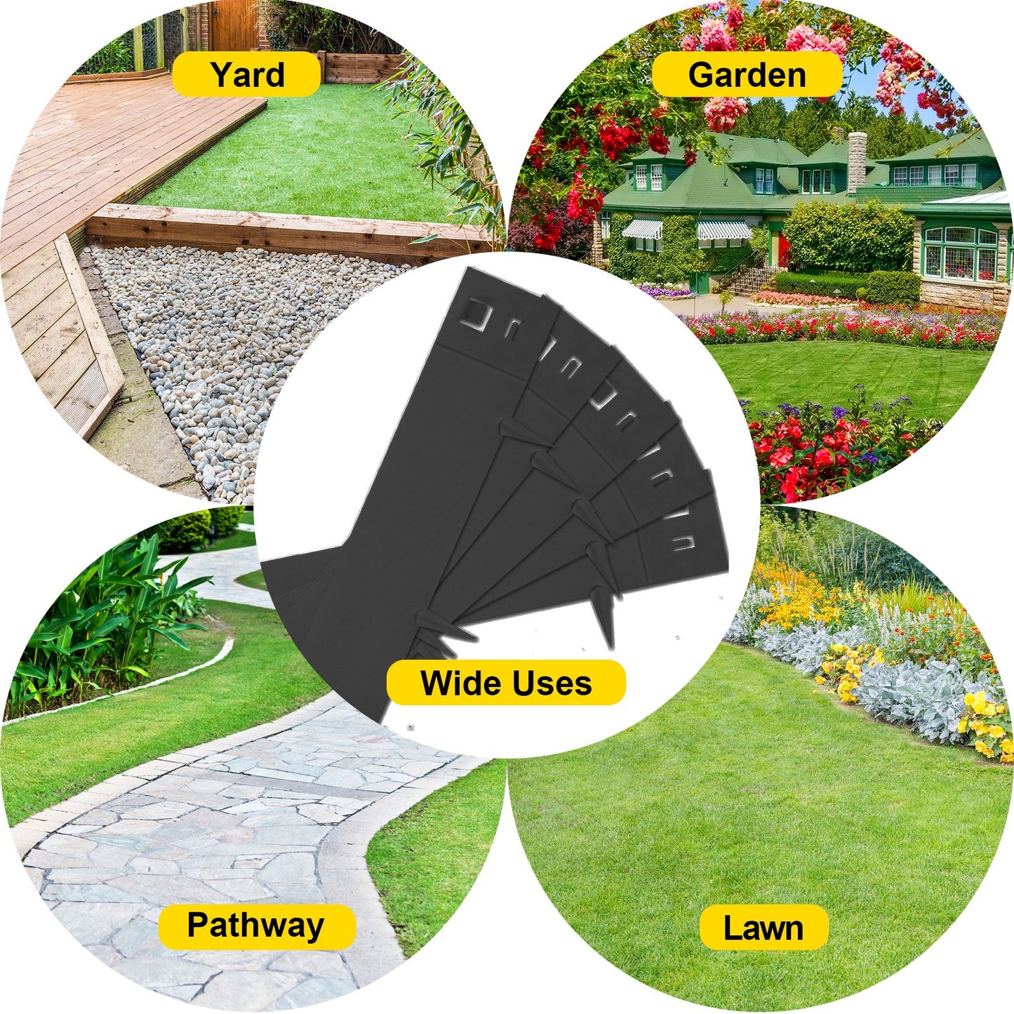 VEVOR Steel Lawn Edging, 5PCS Metal Landscape Edging, 4"x39" Garden Edging Border,