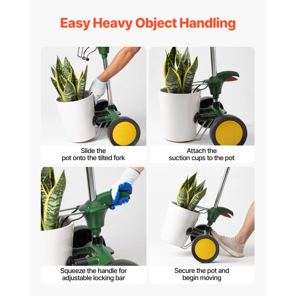 Garden Pot Mover Heavy Duty Potted Plant Dolly with Adjustable Handle