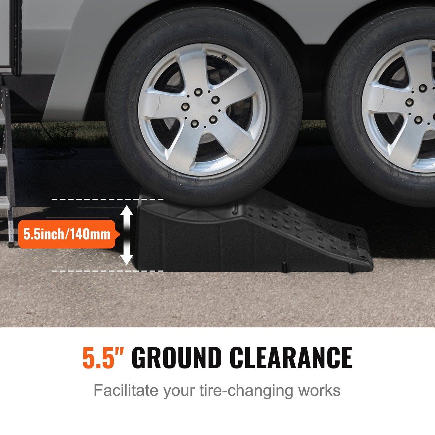 Heavy Duty Low Profile Car Service Ramp, 10 Ton Capacity, 0.14 Meter Lift Height
