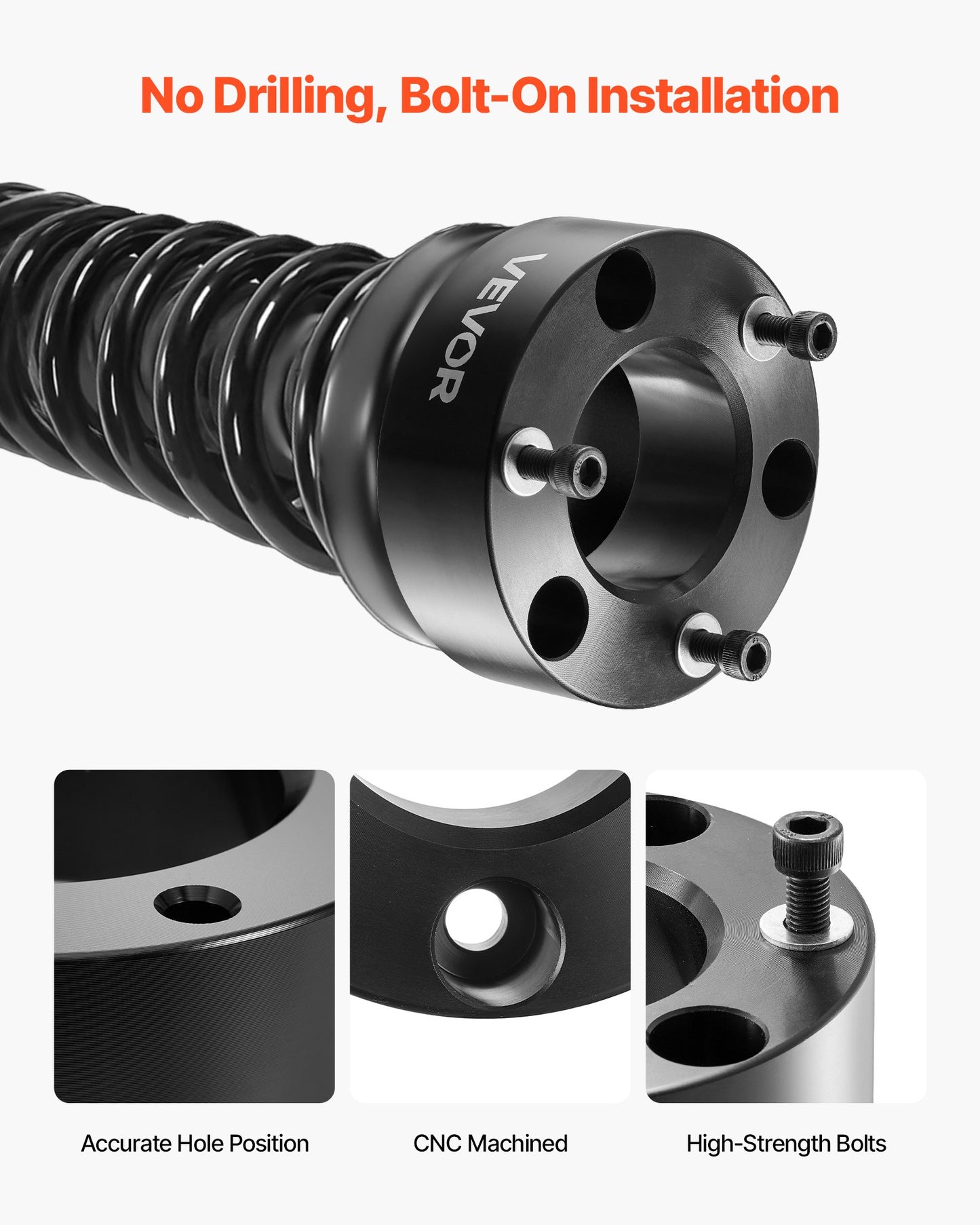 63.5 mm Front Leveling Lift Kit for 2004-2025 Ford F150 2WD/4WD, 2003-2018 Expedition, 2005-2008 Lincoln Mark LT, Chassis Level Kit with 2PCS Heavy Duty Forged Aluminum Suspension Strut Spacers