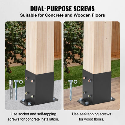 VEVOR 101.6x101.6mm Post Base 2 Pcs, Inner Size 91x91 Post Base Brackets, Heavy