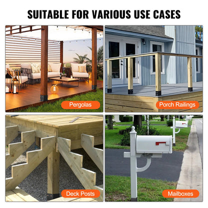 VEVOR 152.4x152.4 Post Base 4 Pcs, Inner Size 142x142 Post Base Brackets, Heavy