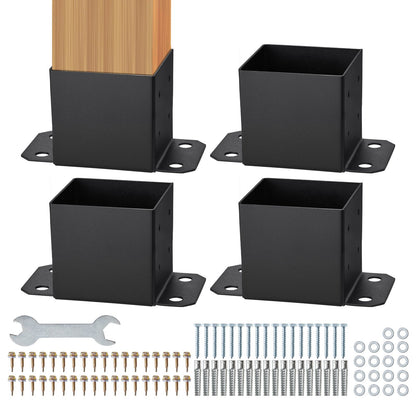 VEVOR 152.4x152.4 Post Base 4 Pcs, Inner Size 142x142 Post Base Brackets, Heavy