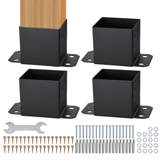 VEVOR 152.4x152.4 Post Base 4 Pcs, Inner Size 142x142 Post Base Brackets, Heavy