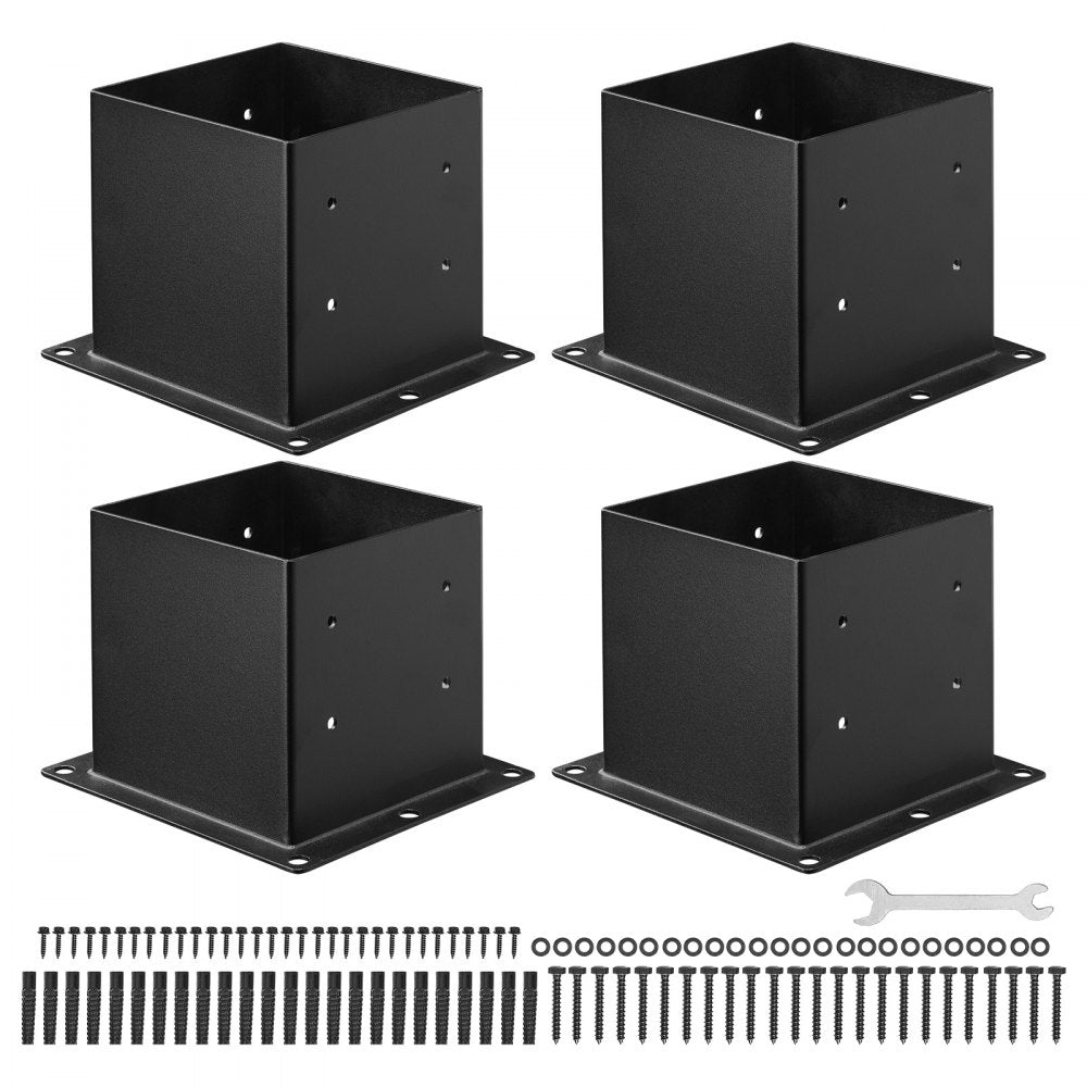4 Pcs 4x4 Post Base Bracket Wood Fence Post Anchor Inner Size 3.6x3.6 in